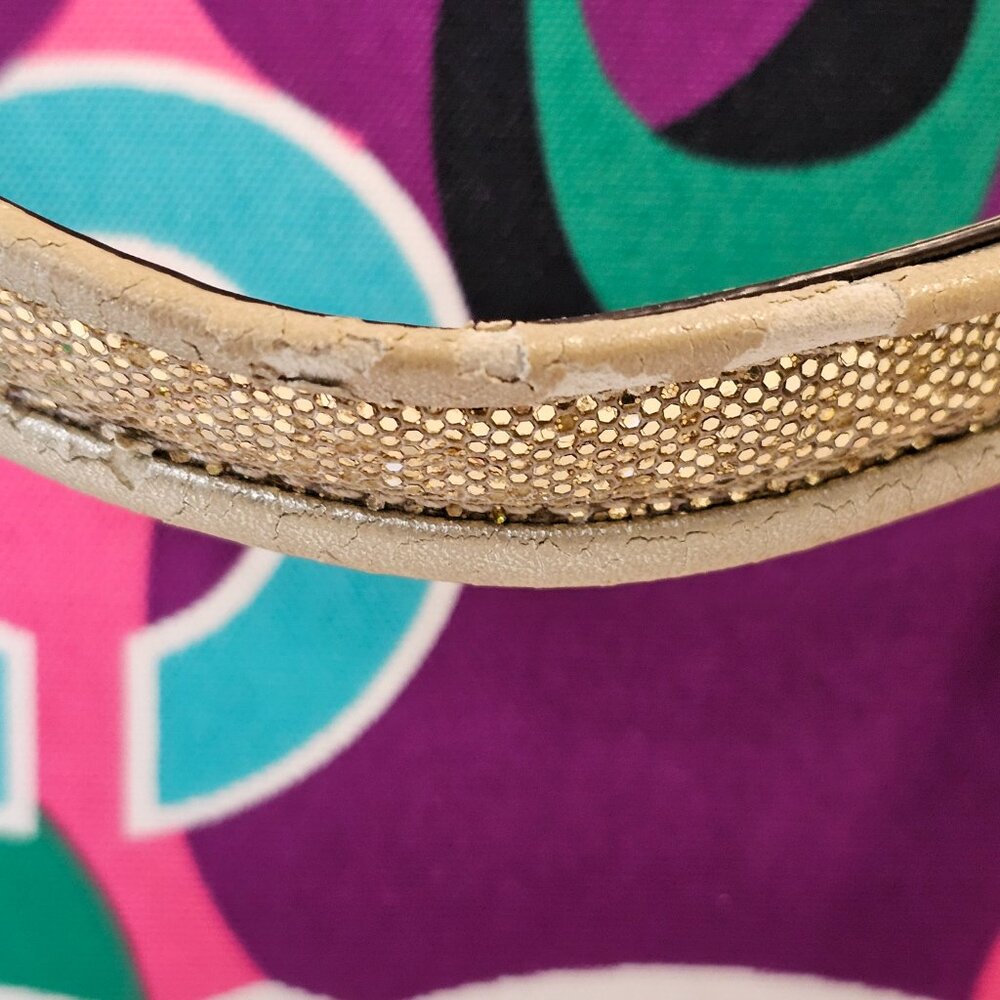 Coach Poppy Rare Vintage Bright Multicolor Gold Accents Purse Tote Style #F20080 - Picture 9 of 16